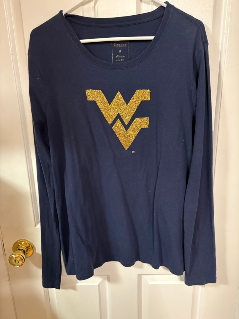 West Virginia Mountaineers Navy Long-Sleeve Tee with Gold Logo